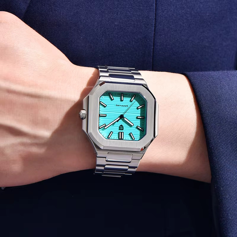 PAGANI DESIGN Armbanduhr, Quarz, Edelstahl, eckig, Blau, Herren - Bild 5