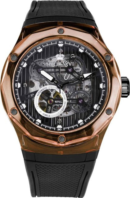 LOUIS XVI Herrenuhr Automatik, Edelstahl, 45 mm, Schwarz, 5 ATM - Bild 1