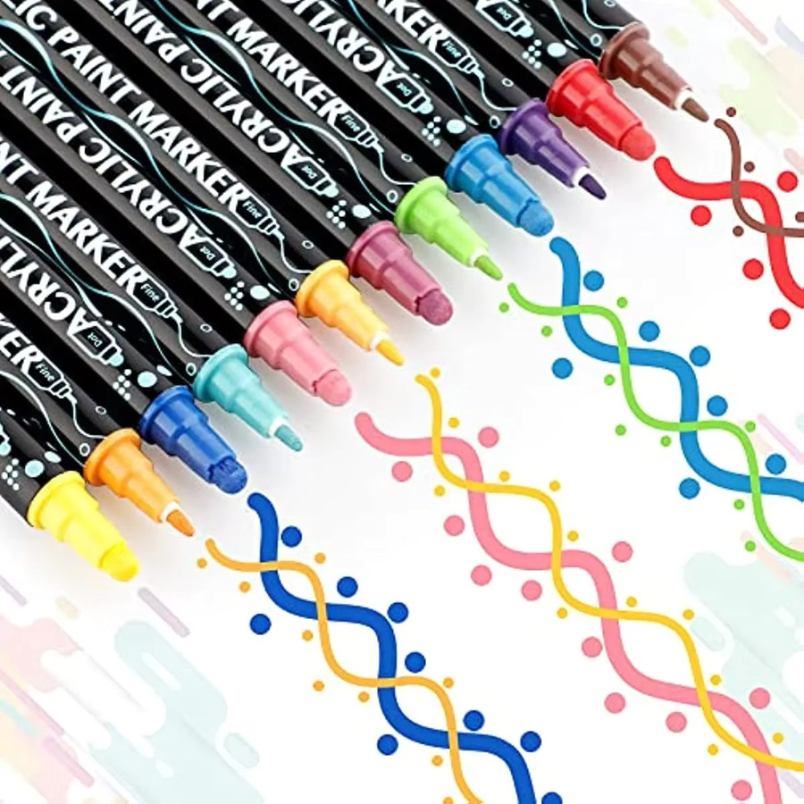 24 Farben Acrylmarker Set mit extra feiner und gepunkteter Spitze für Felsmalerei, Keramik, Glas und Holz in Multicolour - Bild 2