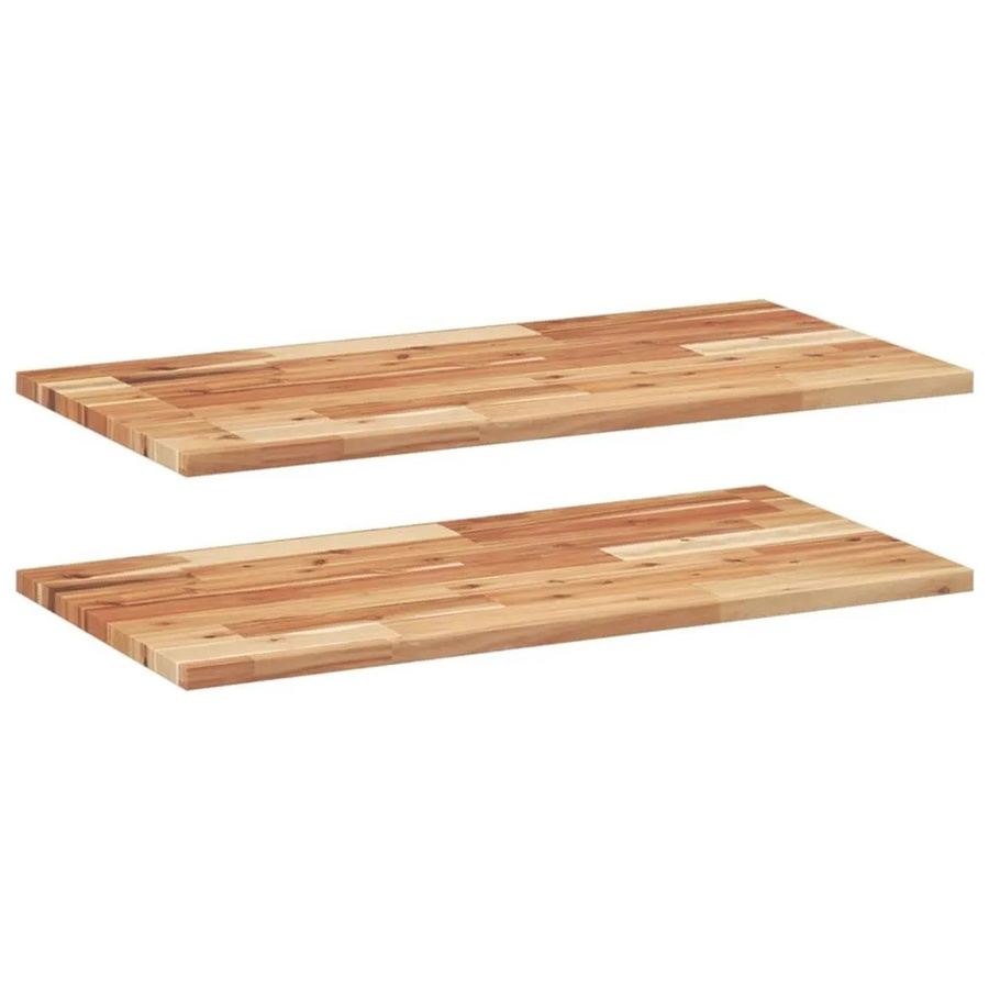 vidaXL Schweberegale Set aus 2 Stück aus Massivholz Akazie, Ölbehandelt, Braun, B/T/H: 60 x 40 x 2 cm - Bild 2
