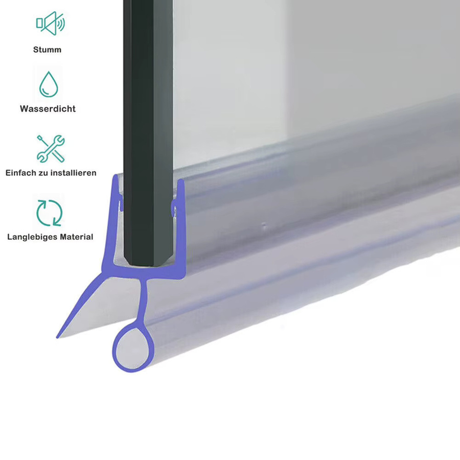 2er-Set transparente PVC Dichtungsstreifen für Duschwände und Glastüren, Länge: 50 cm - Bild 2