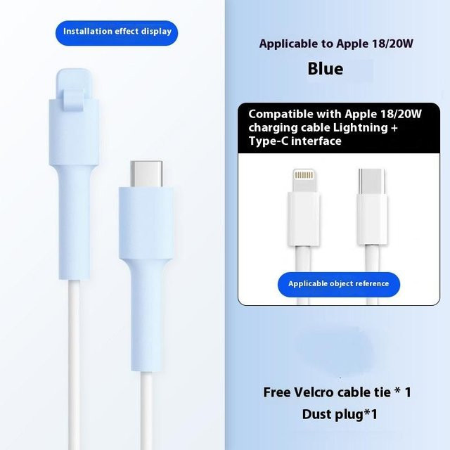 Apple Silikon Datenkabel Wickler und Schutzhülle für USB Typ C in Blau - Bild 1