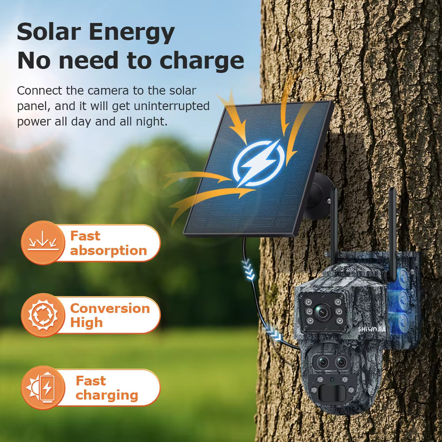 SHIWOJIA Solar-Überwachungskamera mit 12MP 4K Auflösung, 15X Zoom, Dual-Screen, 4G SIM und WLAN, Weiß - Bild 2