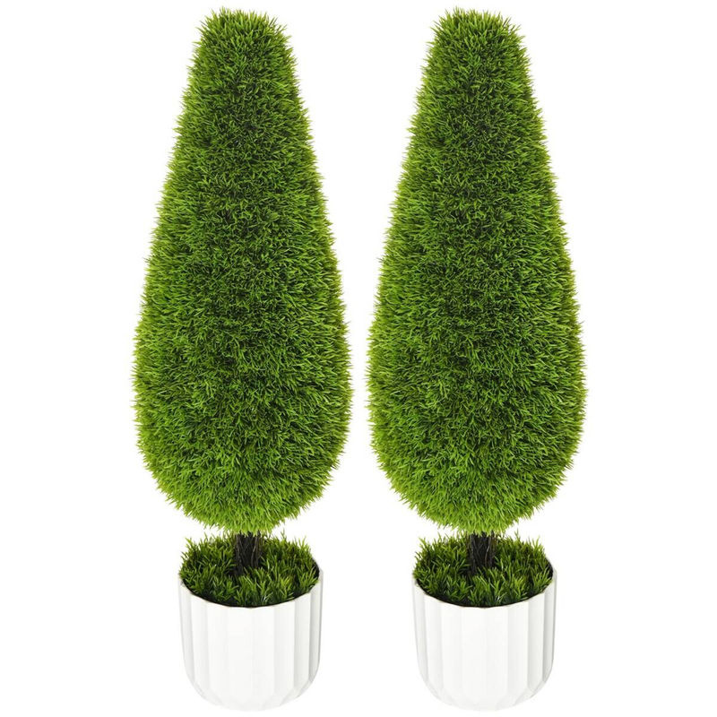 HOMCOM Kunstpflanze Zypresse 2er-Set grün mit Topf für Indoor und Outdoor, B/T/H: 12 x 12 x 90 cm - Bild 4