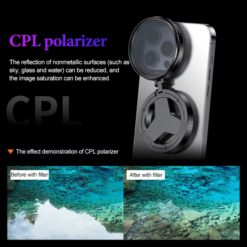 XMSJ Variabler ND CPL Filter 52mm für iPhone 15 Pro und Samsung in Schwarz - Bild 2