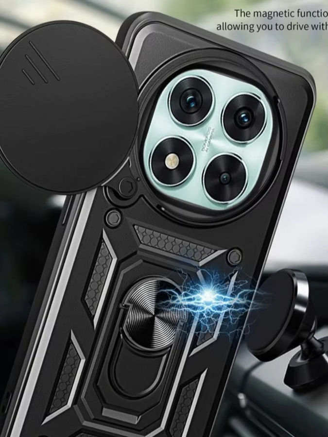 Armor-Schutzhülle für Xiaomi in Schwarz mit Schiebe-Kameraring und Standfunktion - Bild 6