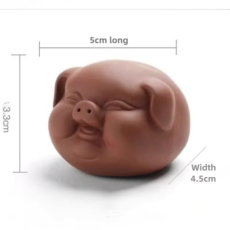 Lila Teetier-Ornament aus Keramik in Schwein-Form für die Teekunst - Bild 3