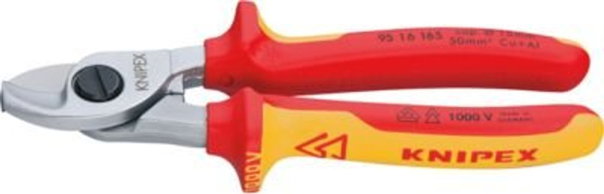 Knipex VDE-Kabelschere 95 16 165 isoliert für Alu- und Kupferkabel, rot - Bild 2