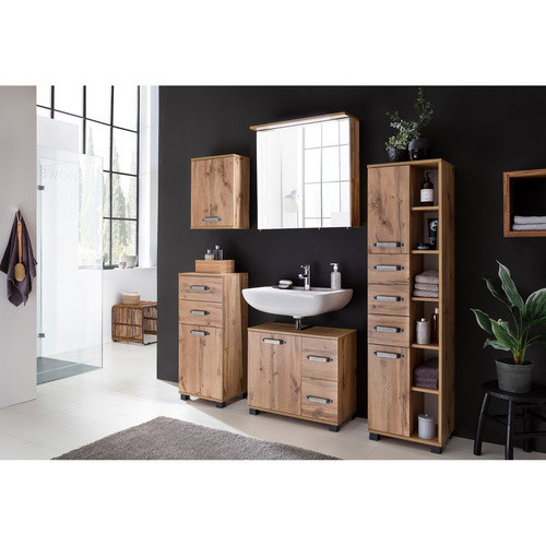 Schildmeyer Waschbeckenunterschrank Milan in Braun mit Türen, Breite: 65 cm, Höhe: 59 cm, Tiefe: 32 cm - Bild 2