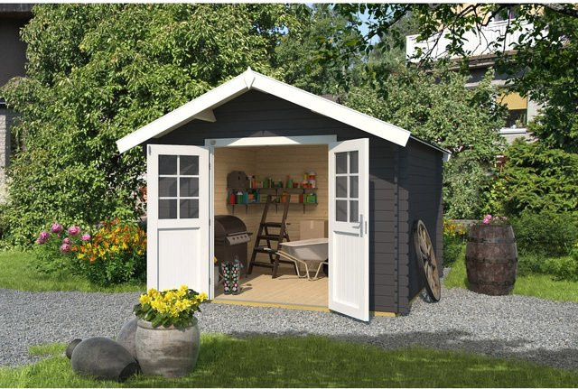 WEKA Gartenhaus 209 aus Holz mit Satteldach in Graphitgrau, B/H/T: 333 x 261 x 360 cm - Bild 1