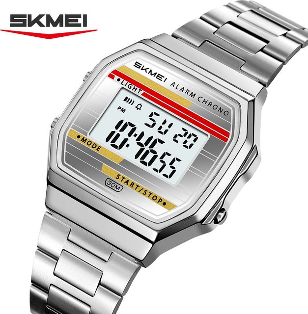 SKMEI Digitaluhr, Edelstahl, Schwarz, Herren - Bild 1