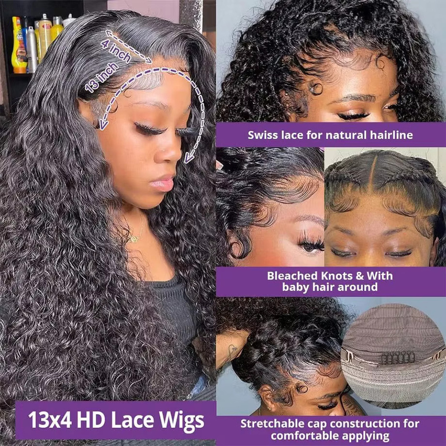 ALIKODY Echthaarperücke Jerry Curly, 13x6 HD Lace Frontal, Damen - Bild 5