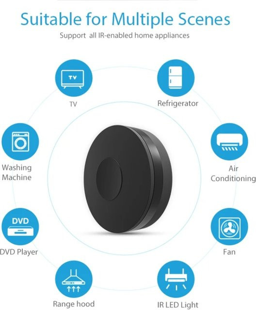 Tuya Smart WLAN RF IR Fernbedienung in Schwarz für Smart Home, Klimaanlagen und Fernseher, kompatibel mit Alexa und Google Home - Bild 1