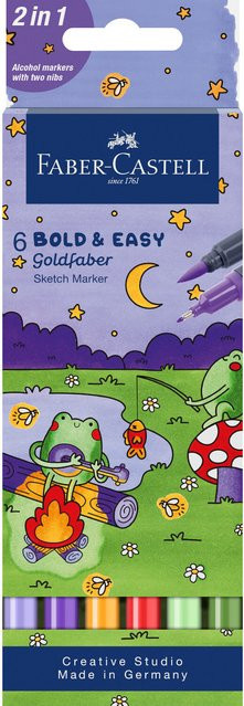 Faber Castell Goldfaber Sketch Marker Bold Easy Set mit 6 farbigen Brush-Pens in Multicolour - Bild 1