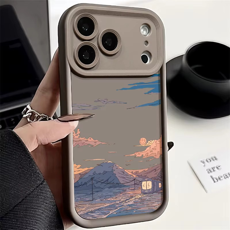 YISHANGOU TPU-Handyhülle mit Bergmuster für iPhone 15, 14, 13, 12 Pro Max und weitere Modelle, Silikonhülle in Blau und Multicolour - Bild 1
