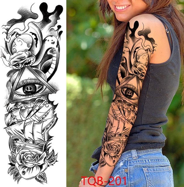 Temporäre Tattoo-Ärmel Flower Love, Unisex - Bild 1