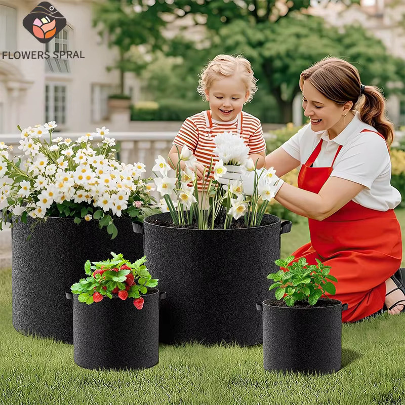 Schwarzer Pflanzsack aus Filz für Gemüse und Blumen im Garten oder zu Hause - Bild 6