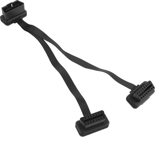 Igeteck OBD2 Y-Splitter Adapter 16-Pin Verlängerungskabel mit geradem Stecker auf duale gerade Buchsen in Schwarz - Bild 1