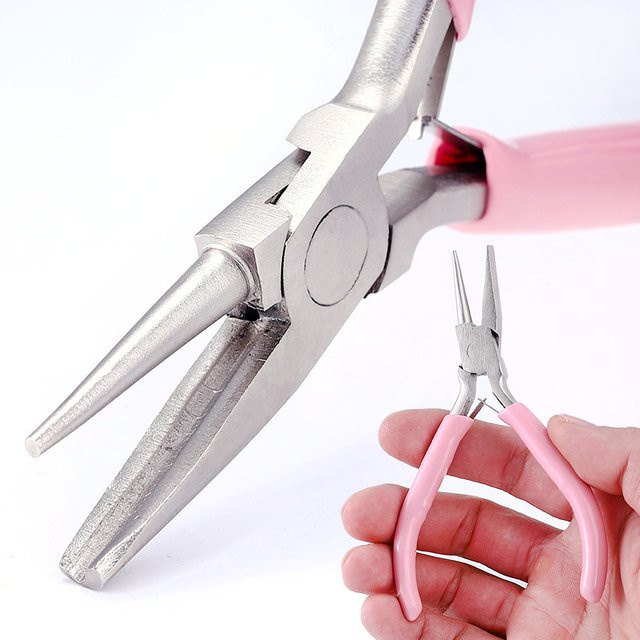 QIAO Mini-Präzisionszange in Pink mit runder konkaver Drahtschlaufe für DIY-Schmuckherstellung und Hobby-Projekte - Bild 1