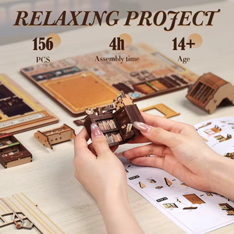CUTEBEE DIY-Buchecken-Set, 3D-Holzmodell, Modellbausatz, ab 14 Jahren - Bild 6