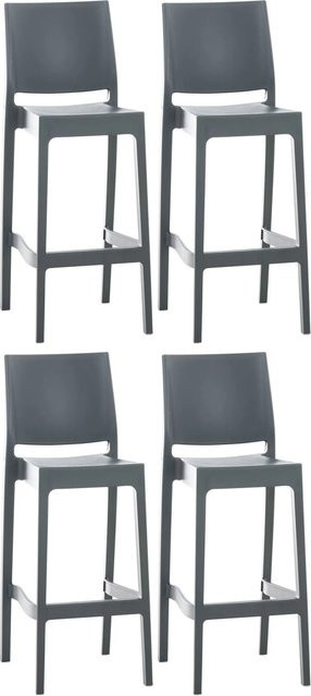 DELUKE Barhocker MIAMI 4er Set Dunkelgrau Kunststoff mit Lehne und Stapelfunktion - Bild 1