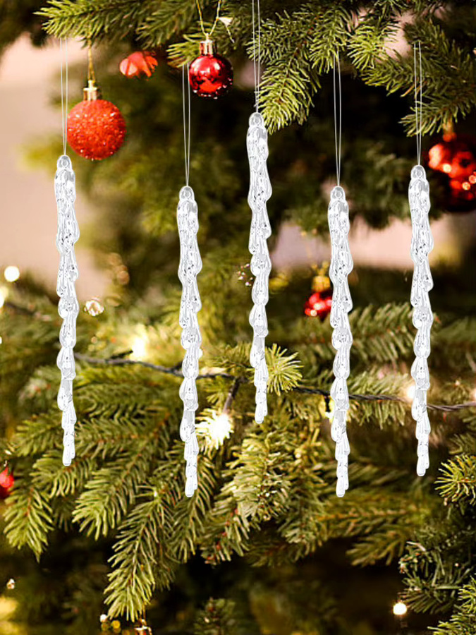 10 Stück ZQNYCY Eiszapfen Anhänger Transparent, 13 cm Simulation Eis für Weihnachtsbaum und Party Dekoration - Bild 6