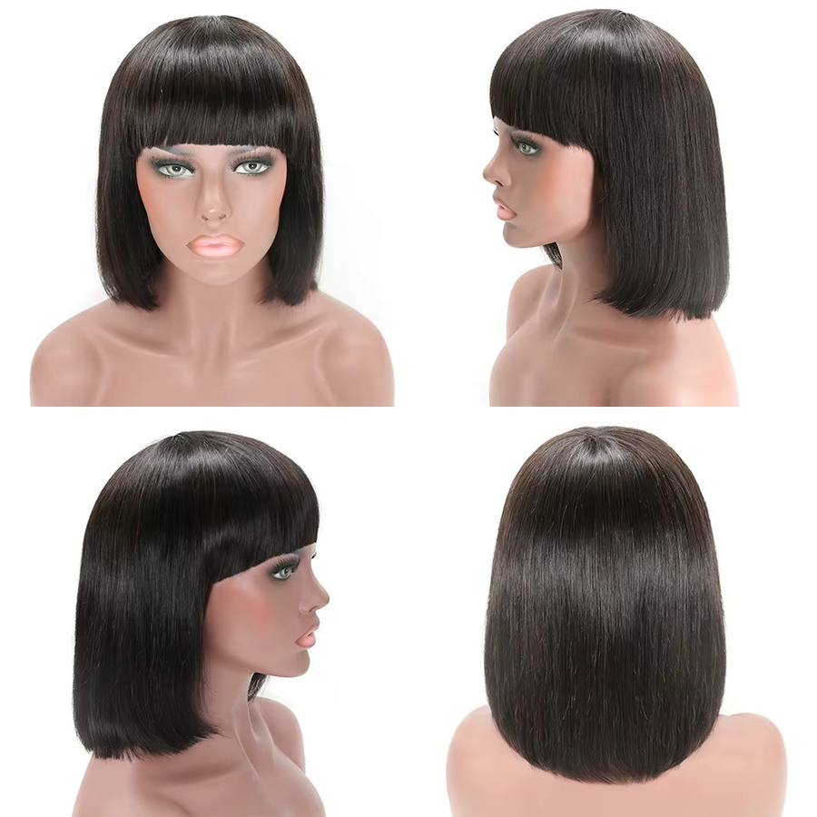 CEXXY Bob-Perücke mit Pony, glattes Echthaar, 250 % Dichte, Damen - Bild 5