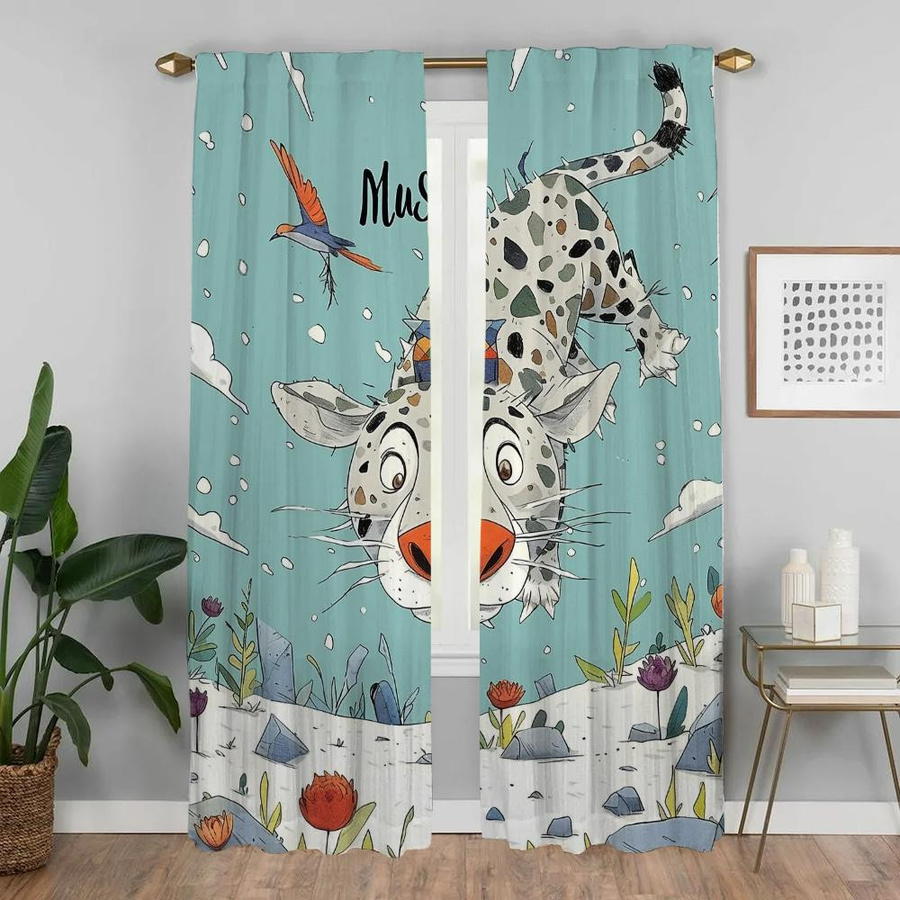 Verdunkelungsvorhänge Wald Motiv für Wohnzimmer und Raumteiler, 2 Paneele, B: 50 cm, H: 70 cm - Bild 1