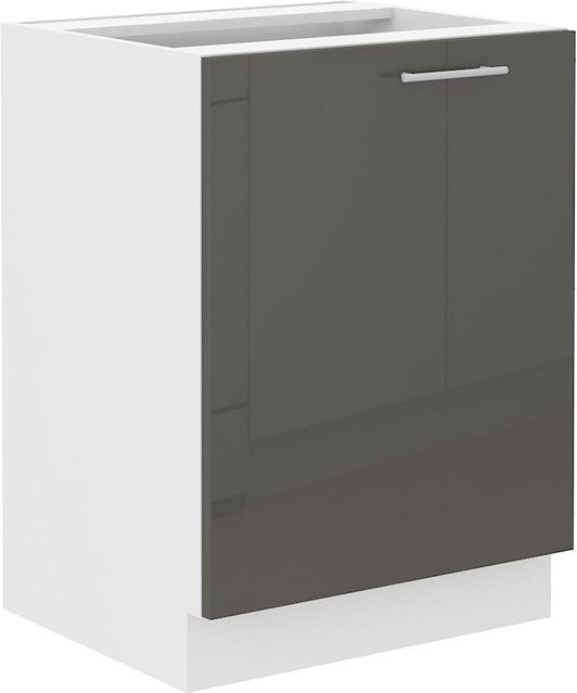 Küchenunterschrank Lara in Grau Hochglanz und Weiß mit Einlegeboden, Breite: 60 cm - Bild 1