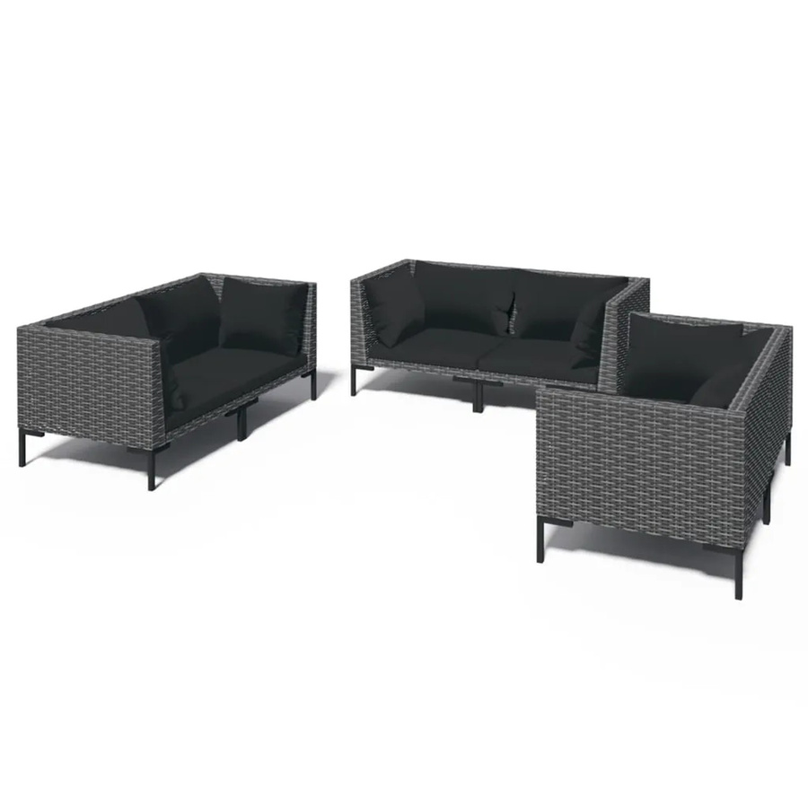 vidaXL 6-tlg Garten-Lounge-Set aus Poly Rattan in Anthrazit mit Auflagen und Metallgestell - Bild 2