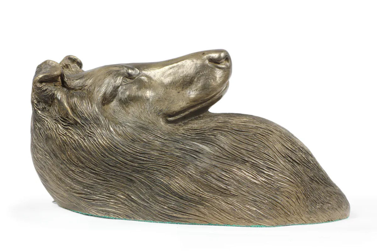 Art-Dog Sheltie Hundestatue als Hängebüste in Braun aus Kunstharz und Metall - Bild 2
