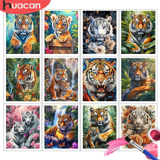 HUACAN Malen nach Zahlen Tiger Waldtier, Set, Bunt / Mehrfarbig - Bild 1
