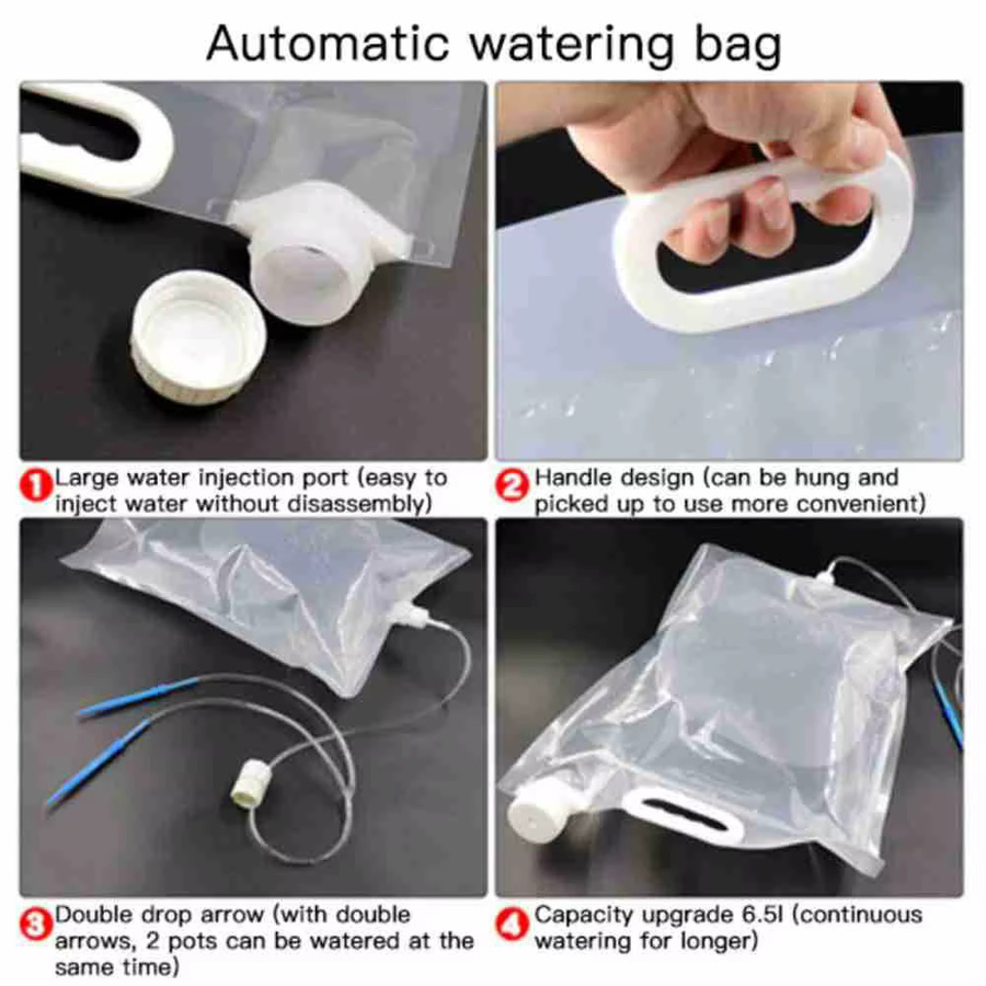 Automatische Pflanzen Bewässerungstasche mit einstellbarem Tropfgerät für Garten und Töpfe, transparent, 2 L / 3 L / 6,5 L - Bild 3