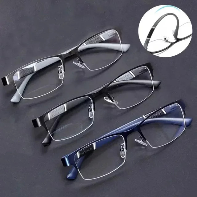 MDOD Lesebrille Männer, Half-Frame, rechteckig, schwarz - Bild 1