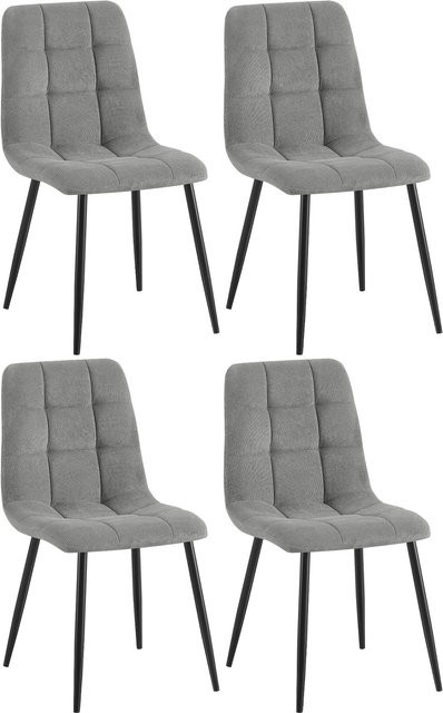 CLP 4er Set Esszimmerstühle Tilde, moderne Polsterstühle mit gestepptem Stoffbezug und Metallgestell, bis 150 kg belastbar - Bild 1