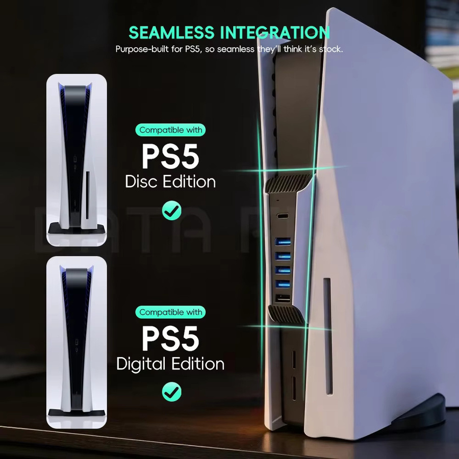 DATA FROG 6-Port USB 3.0 Hub für PS5 mit USB-C Splitter Erweiterungsadapter für Gaming-Zubehör - Bild 6