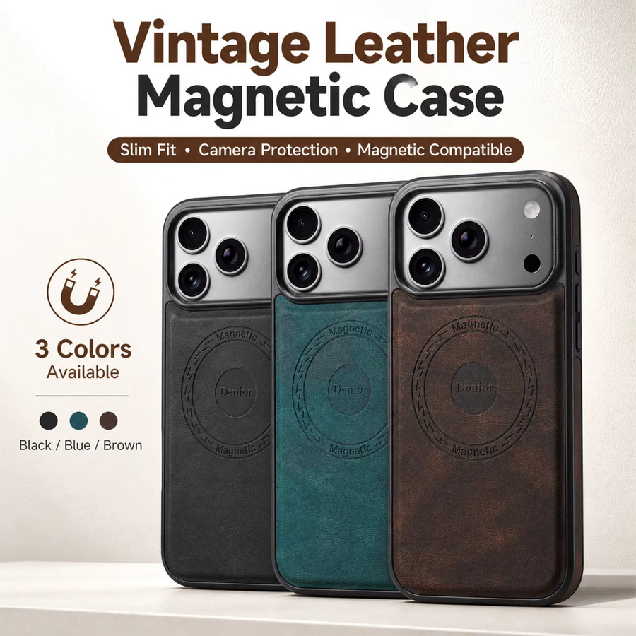 Denior Retro Handyhülle aus PU-Leder mit magnetischer kabelloser Ladefunktion für iPhone 17 16 15 14 13 12 Plus Pro Max Air, sturzsicher - Bild 6