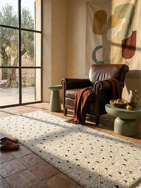 Shaggy-Teppich Kadima Design aus Polypropylen in Creme/Beige, B/T: 80 x 150 cm - Bild 1