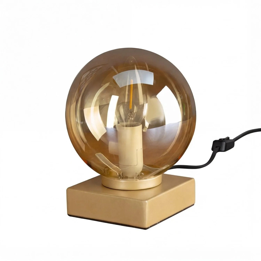 Licht-Erlebnisse Tischlampe mit Kugel-Rauchglasschirm in Gold und Bernstein, modern, Höhe: 17,5 cm - Bild 2