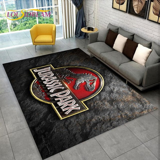 Karpetti 3D-Cartoon-Jurassic-Park-Dinosaurier-Teppich, rutschfest und waschbar, B/B: 100 x 150 cm, Mehrfarbig - Bild 1