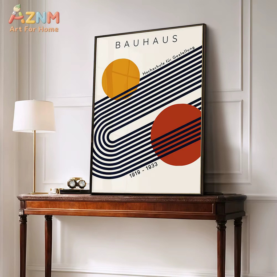 AZNM Bauhaus Geometrischer abstrakter Leinwand-Wandkunstdruck im Mid-Century-Modern-Stil, ungerahmtes Gemälde in Multicolour - Bild 4