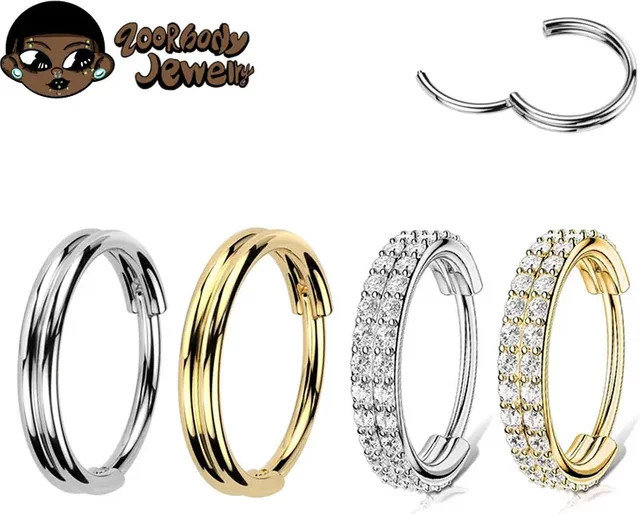 ZOORBODY JEWELRY Nasenring Titan, Zirkonia, Silber, Unisex - Bild 1
