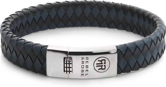 Rebel & Rose Armband Braided Flat, 925 Silber, Schwarz & Blau, Herren - Bild 1