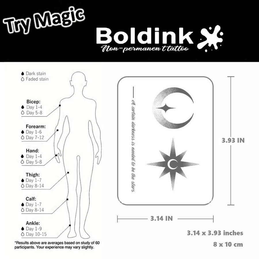 Boldink Temporäres Tattoo Sterne und Mond, Unisex, wasserfest - Bild 4