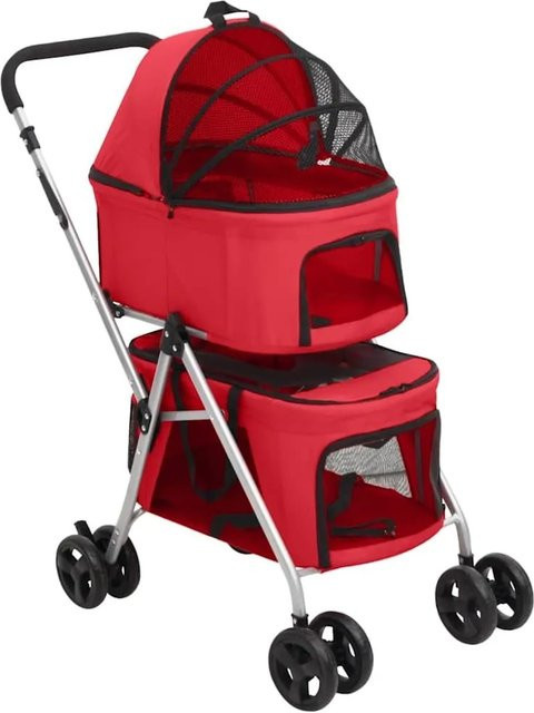 vidaXL Hundewagen für 2 Hunde, faltbar, Rot, B/T/H: 83 x 48 x 97 cm - Bild 1
