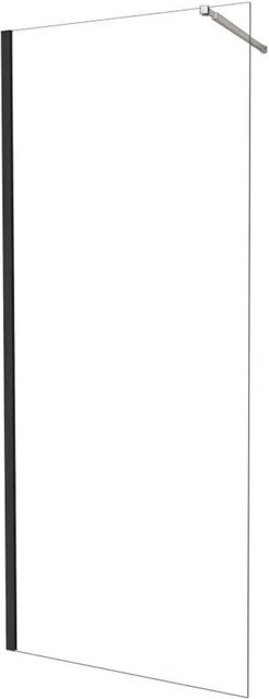 AICA Walk In Duschwand Schwarz mit Stabilisator, Glas 6mm, NANO ESG Beschichtung, B: 76 cm, H: 195 cm - Bild 1