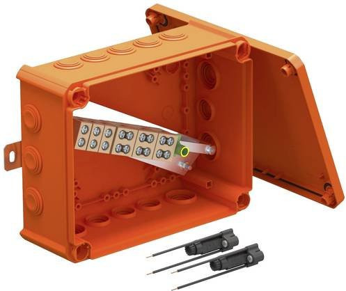 OBO Bettermann Abzweigkasten mit Schraubklemmen, halogenfrei, orange, L: 24 cm, B: 19 cm - Bild 1
