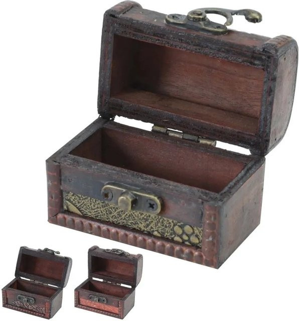 HMF 3er Set Schatztruhen aus Holz in Braun im Vintage-Stil, B/T/H: 8 x 5 x 6 cm - Bild 1