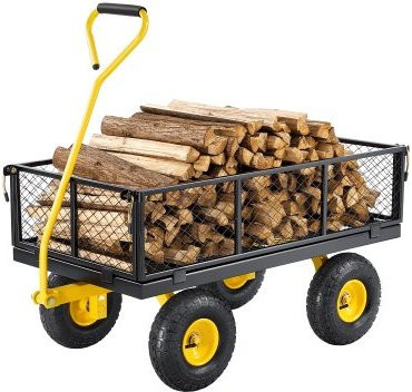 VEVOR Bollerwagen Gartenwagen in Gelb und Schwarz mit abnehmbaren Seitenteilen und 180 Grad drehbarem Griff, H x B x T: 53,5 x 96,5 x 56 cm - Bild 1