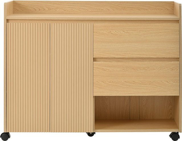 Schuhschrank von GL Store in Beige und Multicolour mit Soft-Close-Türen und Regalfächern, B/T/H: 110 x 35 x 86 cm - Bild 1